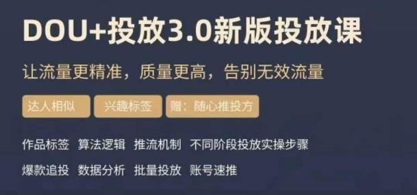 dou+豆荚投放实操课3.0新版，让流量更精准，质量更高，告别无效流量-89网创
