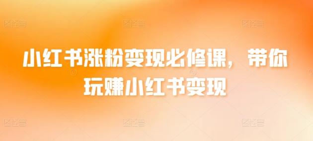 小红书涨粉变现必修课，带你玩赚小红书变现-89网创