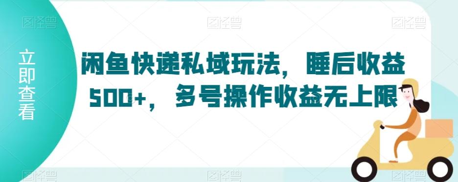 闲鱼快递私域玩法，睡后收益500+，多号操作收益无上限【揭秘】-89网创