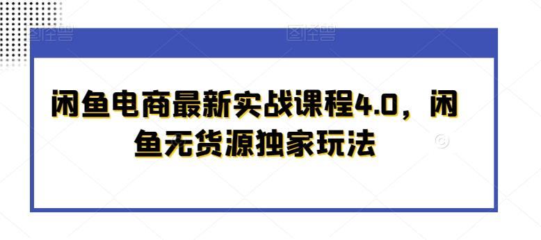 闲鱼电商最新实战课程4.0，闲鱼无货源独家玩法-89网创