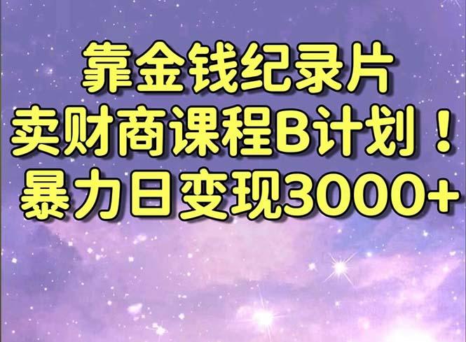 靠金钱纪录片卖财商课程B计划！暴力日变现3000+，喂饭式干货教程！-89网创
