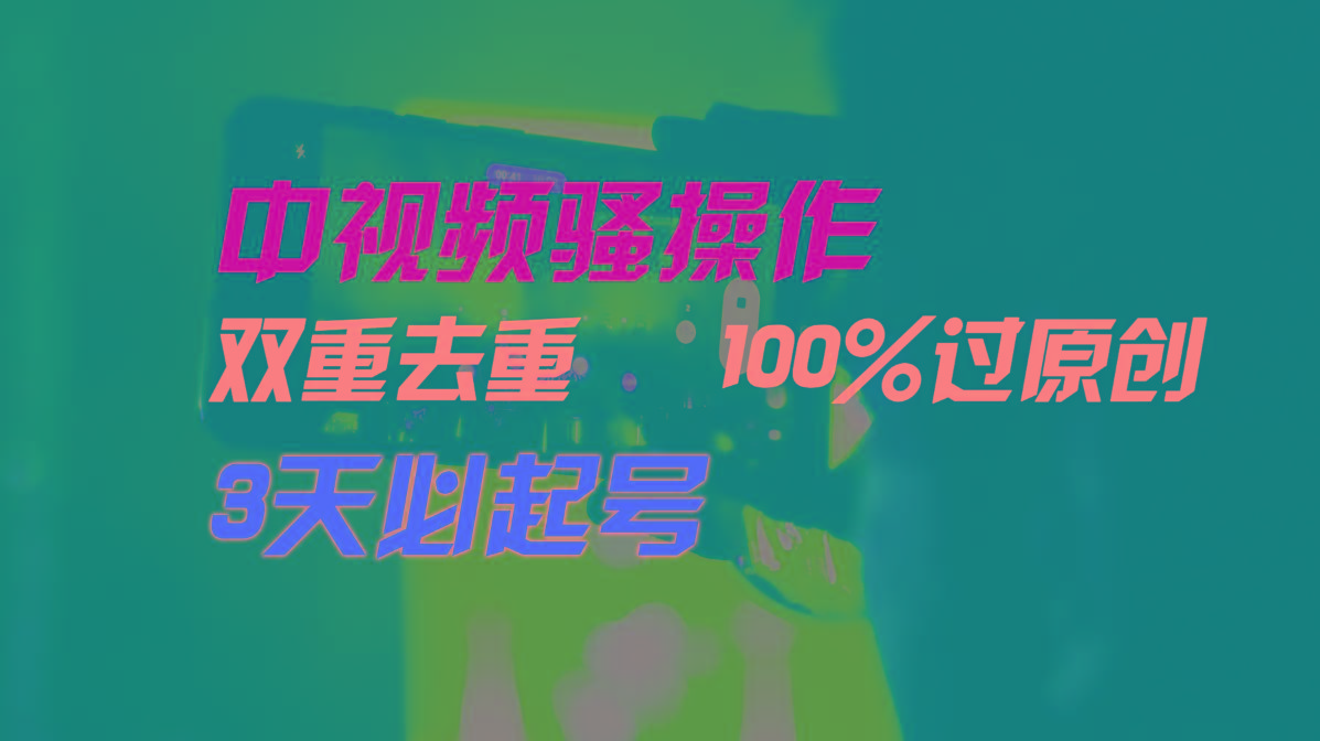 中视频骚操作，双重去重100%过原创，3天比必起号，简单无脑，月入3W+-89网创
