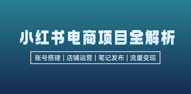 小红书电商项目全解析，包括账号搭建、店铺运营、笔记发布  实现流量变现-89网创