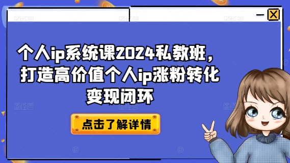 个人ip系统课2024私教班，打造高价值个人ip涨粉转化变现闭环-89网创