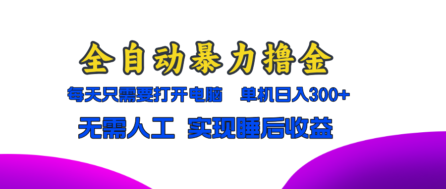 全自动暴力撸金，只需要打开电脑，单机日入300+无需人工，实现睡后收益-89网创