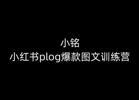 小铭-小红书plog爆款图文训练营，教你从0-1做小红书-89网创