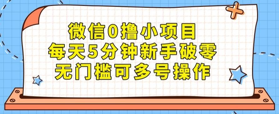 微信0撸小项目，每天5分钟新手破零，无门槛可多号操作-89网创