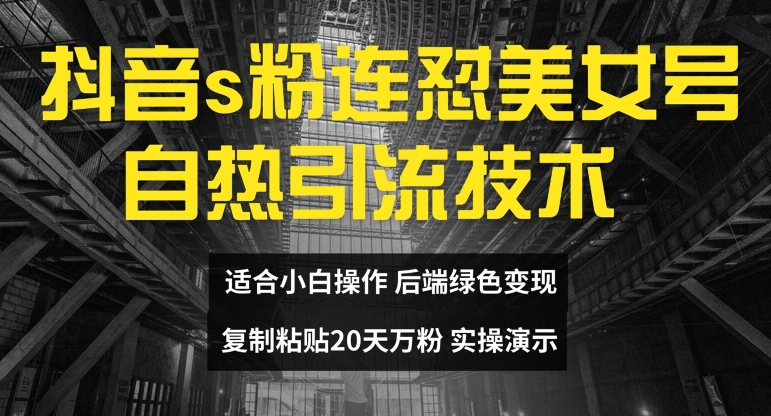 抖音s粉连怼美女号自热引流技术复制粘贴，20天万粉账号，无需实名制，矩阵操作【揭秘】-89网创