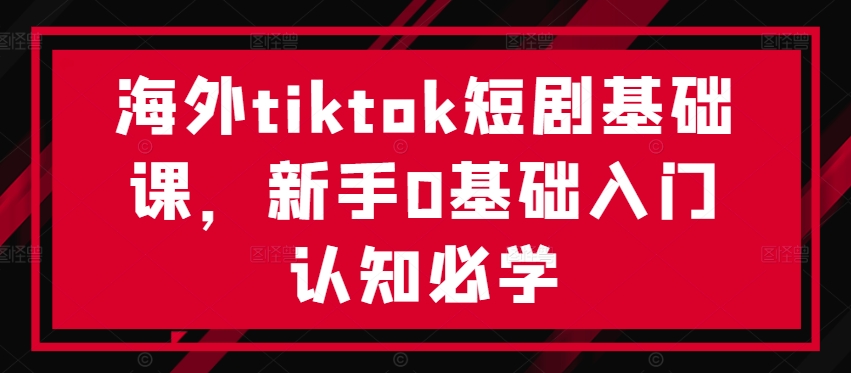 海外tiktok短剧基础课，新手0基础入门认知必学-89网创