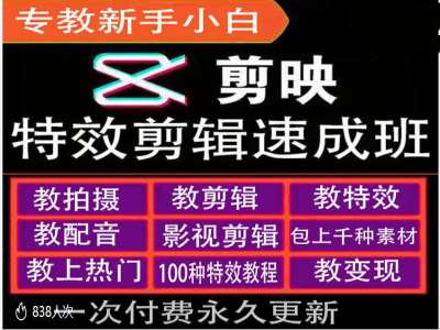 剪映特效教程和运营变现教程，特效剪辑速成班，专教新手小白-89网创