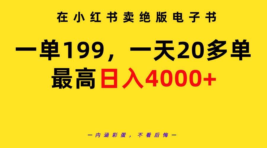 (9401期)在小红书卖绝版电子书，一单199 一天最多搞20多单，最高日入4000+教程+资料-89网创