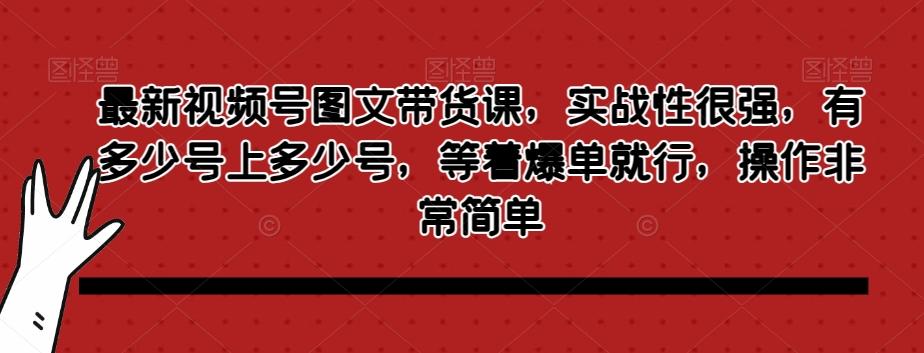 最新视频号图文带货课，实战性很强，有多少号上多少号，等着爆单就行，操作非常简单-89网创