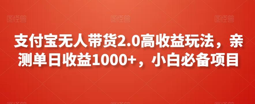 支付宝无人带货2.0高收益玩法，亲测单日收益1000+，小白必备项目【揭秘】-89网创