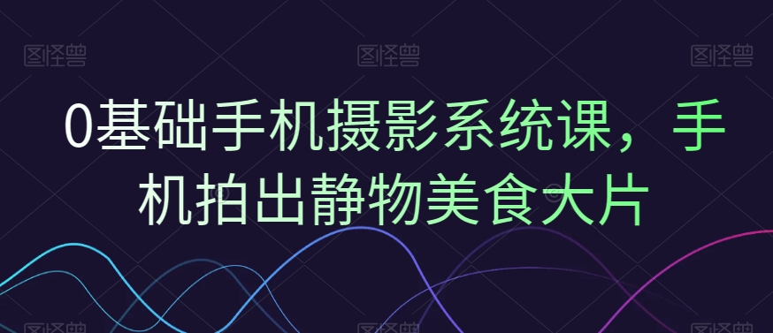 0基础手机摄影系统课，手机拍出静物美食大片-89网创
