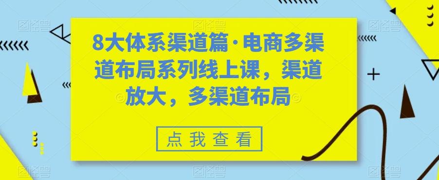 8大体系渠道篇·电商多渠道布局系列线上课，渠道放大，多渠道布局-89网创