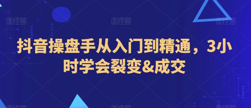 抖音操盘手从入门到精通，3小时学会裂变&成交-89网创