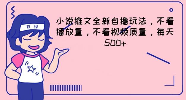 小说推文全新自撸玩法，不看播放量，不看视频质量，每天500+【揭秘】-89网创
