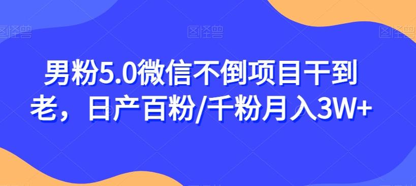 男粉5.0微信不倒项目干到老，日产百粉/千粉月入3W+【揭秘】-89网创