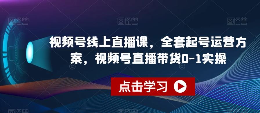 视频号线上直播课，全套起号运营方案，视频号直播带货0-1实操-89网创