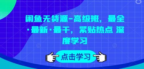 闲鱼无货源-高级班，最全·最新·最干，紧贴热点 深度学习-89网创