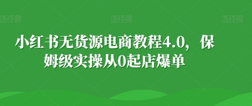 小红书无货源电商教程4.0，保姆级实操从0起店爆单【拆解】-89网创