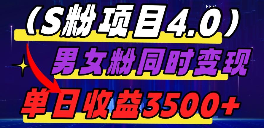 S粉项目4.0，男女粉通吃，男女粉同时变现，单日收益3500+-89网创
