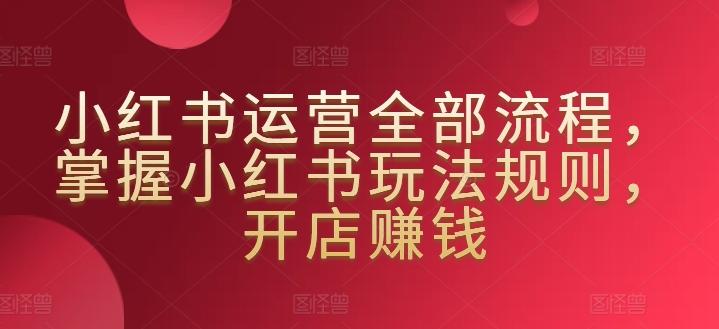 小红书运营全部流程，掌握小红书玩法规则，开店赚钱-89网创