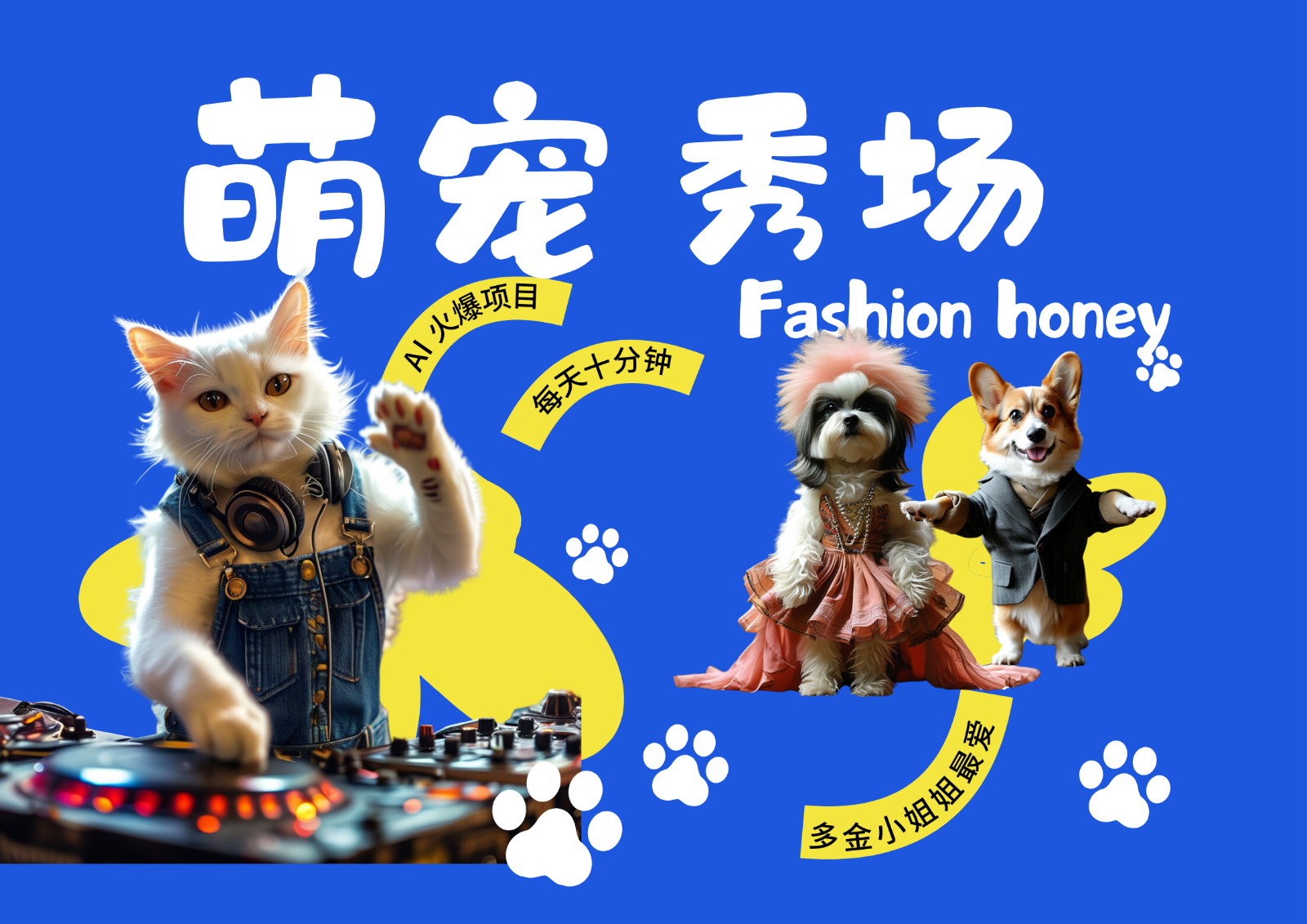 酷飒动物跳舞走秀 时尚喵FASHION汪 多金小姐姐最爱的 轻松月入破W-89网创
