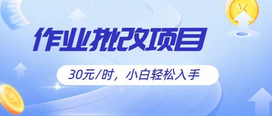 作业批改项目30元/时，简单小白轻松入手，非常适合兼职-89网创