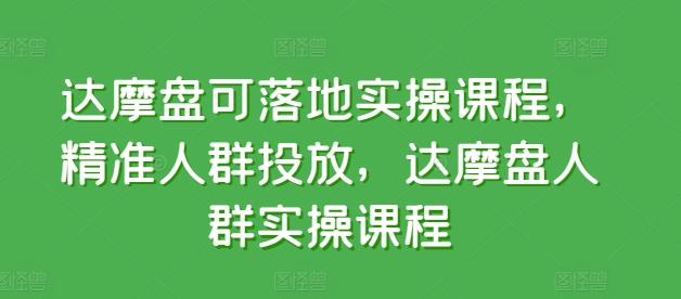 达摩盘可落地实操课程，精准人群投放，达摩盘人群实操课程-89网创