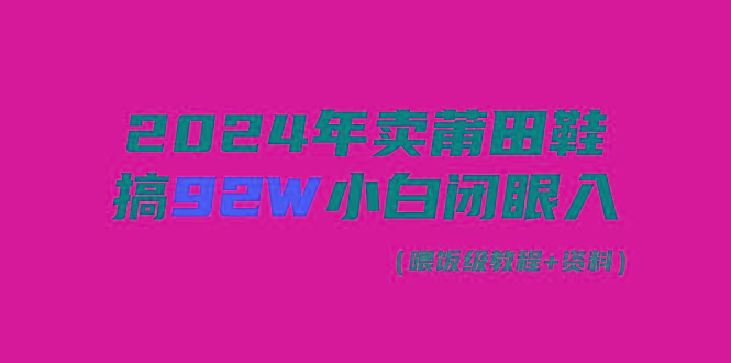 (9329期)2024年卖莆田鞋，搞了92W，小白闭眼操作！-89网创