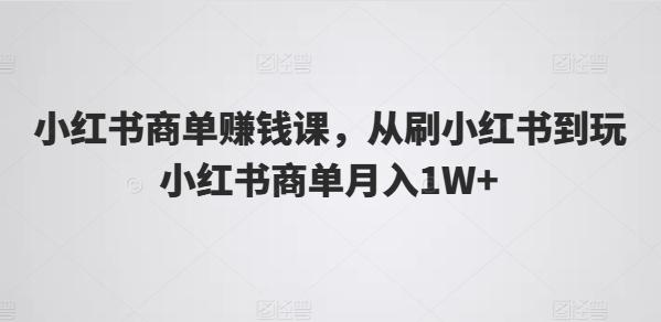 小红书商单赚钱课，从刷小红书到玩小红书商单月入1W+-89网创