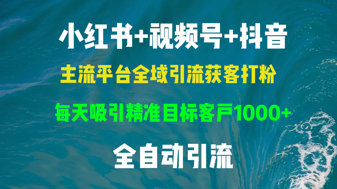 小红书，视频号，抖音主流平台全域引流获客打粉，每天吸引精准目标客户…-89网创
