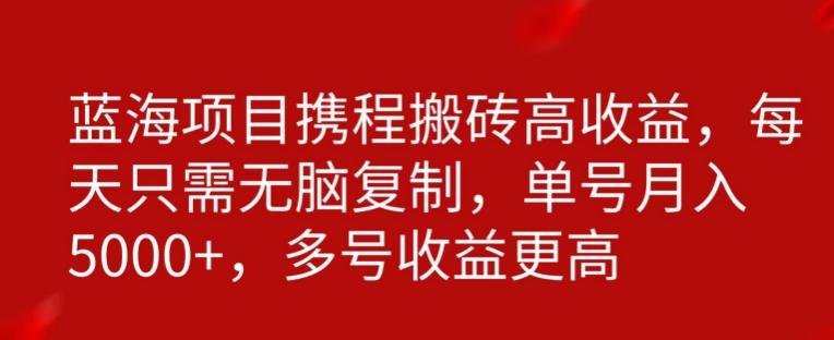 携程搬砖项目，只需每天无脑复制，月入5000+-89网创