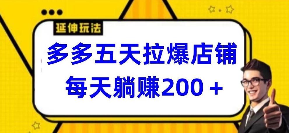多多五天拉爆店铺，每天躺赚200+【揭秘】-89网创