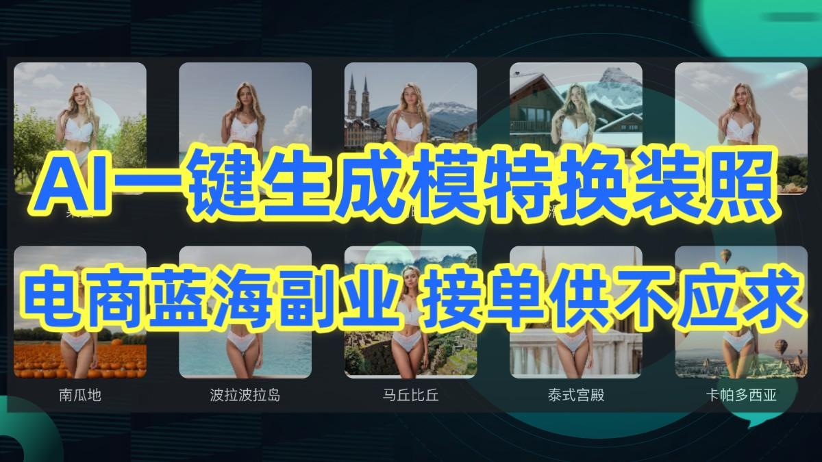 AI制作一键生成模特换装照，电商蓝海副业，接单供不应求-89网创