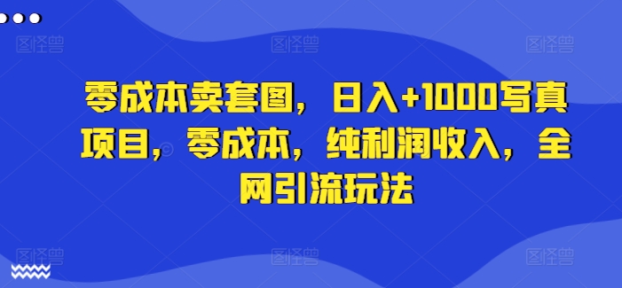 零成本卖套图，日入+1000写真项目，零成本，纯利润收入，全网引流玩法-89网创