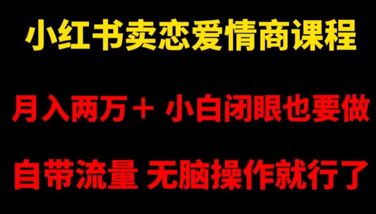 小红书卖恋爱情商课程，月入两万＋，小白闭眼也要做，自带流量，无脑操作就行了【揭秘】-89网创