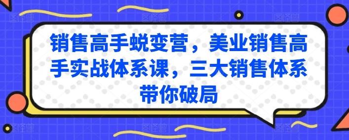 销售高手蜕变营，美业销售高手实战体系课，三大销售体系带你破局-89网创