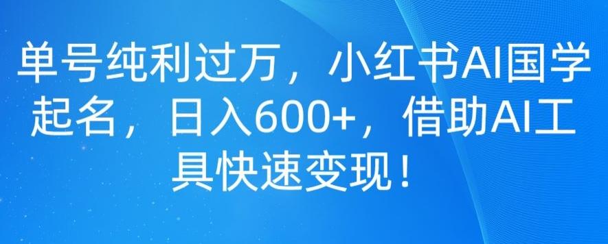单号纯利过万，小红书AI国学起名，日入600+，借助AI工具快速变现-89网创