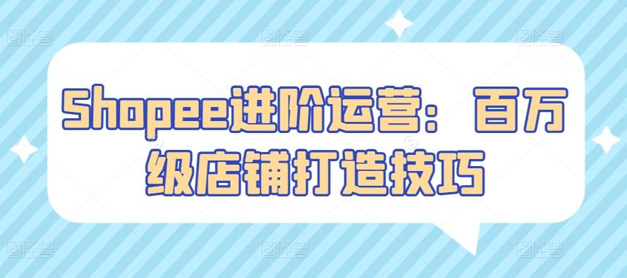 Shopee进阶运营：百万级店铺打造技巧-89网创