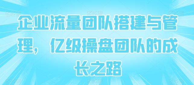 企业流量团队搭建与管理，亿级操盘团队的成长之路-89网创