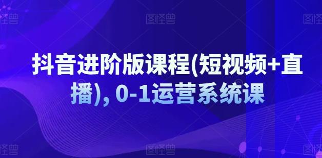 抖音进阶版课程(短视频+直播), 0-1运营系统课-89网创