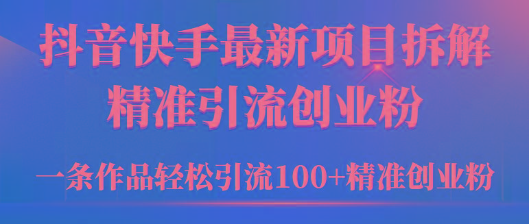 (9447期)2024年抖音快手最新项目拆解视频引流创业粉，一天轻松引流精准创业粉100+-89网创