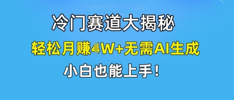 冷门赛道大揭秘，轻松月赚1W+无需AI生成，小白也能上手【揭秘】-89网创