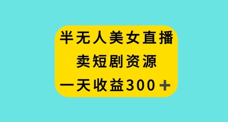 半无人美女直播，卖短剧资源，一天收益300+【揭秘】-89网创