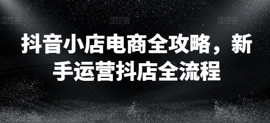 抖音小店电商全攻略，新手运营抖店全流程-89网创