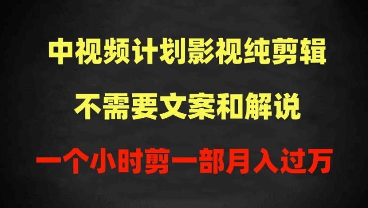 中视频计划影视纯剪辑，不需要文案和解说，一个小时剪一部，100%过原创月入过万【揭秘】-89网创