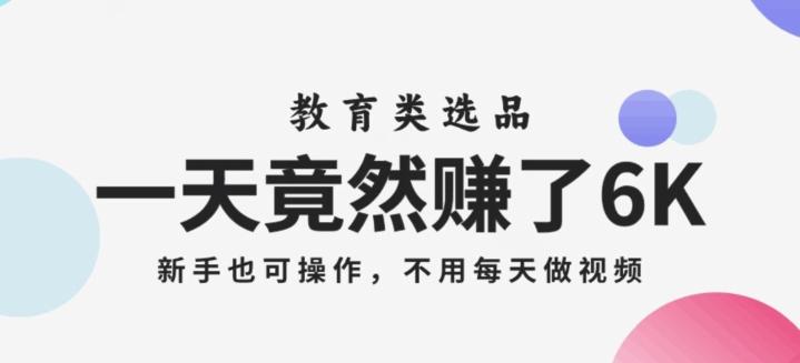 一天竟然赚了6000多，教育类选品，新手也可操作，更不用每天做短视频【揭秘】-89网创