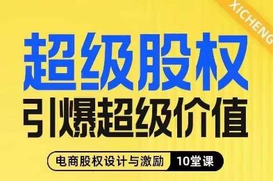超级股权引爆超级价值，电商股权设计与激励10堂线上课-89网创